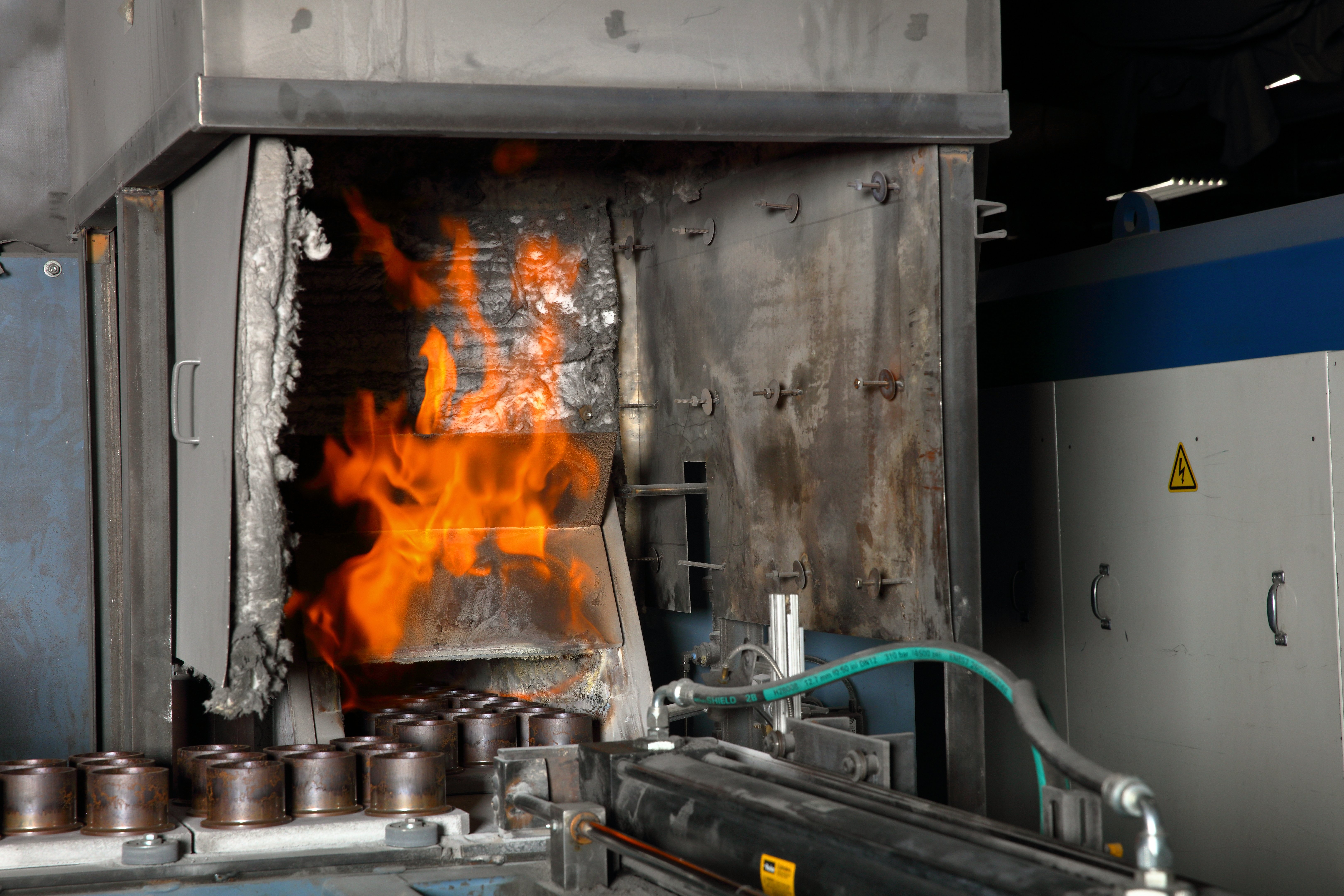 metal parts going through the sintering process